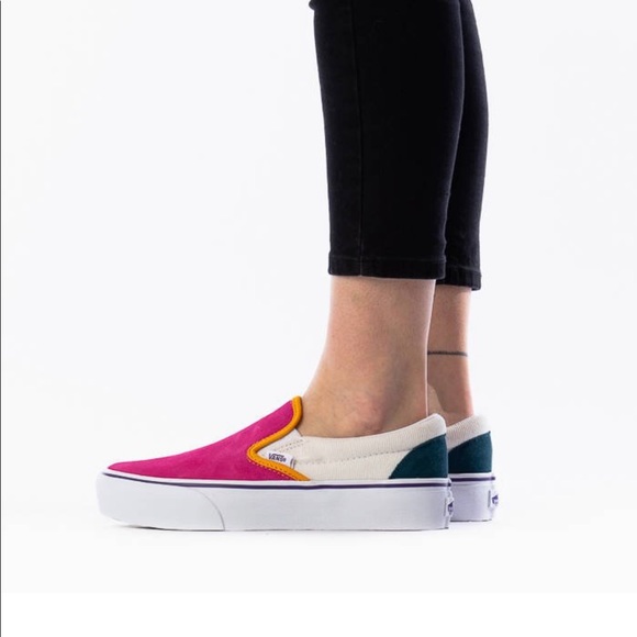 NWOT Vans Classic Slip-On Platform Color Block Sneaker MULTI - SIZE 7.5 - Picture 6 of 7
